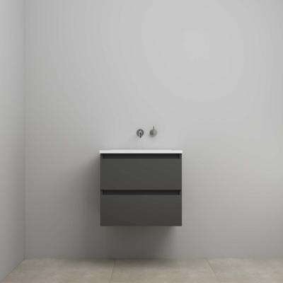 On-Line Onderkast - 60 cm - Voorgemonteerd - Acryl Wastafel - zonder Kraangat - Mat Antraciet