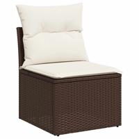 8-delige Loungeset met kussens poly rattan bruin - thumbnail