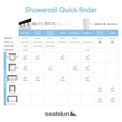 Sealskin douchegordijnstang telescopisch 155-255 cm mataluminium