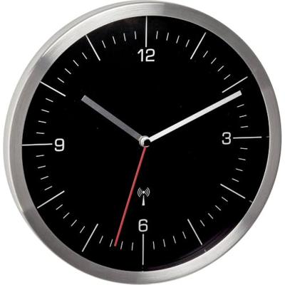 TFA Dostmann 60.3544.01 Wandklok Zendergestuurd 24.5 cm x 4.1 cm x 24.5 cm RVS Slepend uurwerk (geluidsloos)
