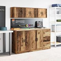 Garage wandkasten 2 st bewerkt hout oud hout - thumbnail