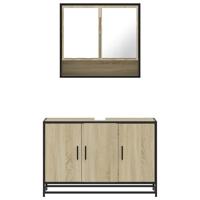 2-delige Badkamermeubelset bewerkt hout sonoma eikenkleurig - thumbnail