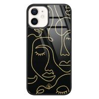 iPhone 12 glazen hardcase - Abstract faces - thumbnail