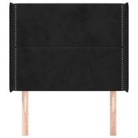 Hoofdbord met randen 83x16x118/128 cm fluweel zwart - thumbnail
