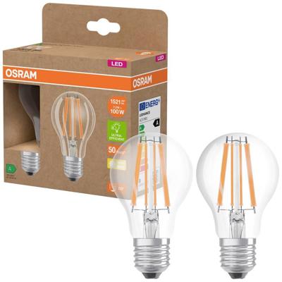 OSRAM HOMELIGHTING 4099854253706 LED-lamp Energielabel A (A - G) E27 Peer 7.2 W = 100 W Warmwit (Ø x h) 60 mm x 60 mm 2 stuk(s)