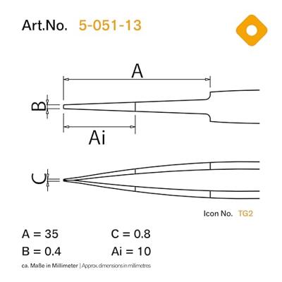 Bernstein Tools for Electronics 5-051-13 SMD-pincet 2 SA-ESD Spits 120 mm