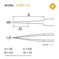 Bernstein Tools for Electronics 5-051-13 SMD-pincet 2 SA-ESD Spits 120 mm - thumbnail