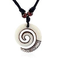 Touw Ketting voor Mannen met Witte Ronde Kettinghanger van Hars - thumbnail