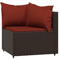 4-delige Loungeset met kussens poly rattan bruin - thumbnail