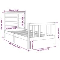 Bedframe massief hout 75x190 cm - thumbnail