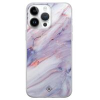 iPhone 14 Pro Max siliconen hoesje - Marmer paars - thumbnail