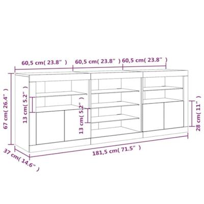 Dressoir met LED-verlichting 181,5x37x67 cm zwart