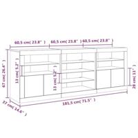Dressoir met LED-verlichting 181,5x37x67 cm gerookt eikenkleur - thumbnail