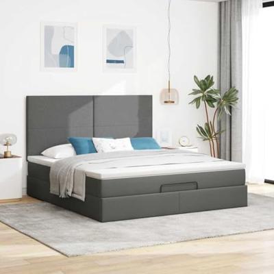 Ottoman bed met matras 180x200cm stof donkergrijs