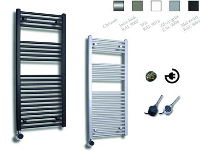 Elektrische Design Radiator Sanicare Plug & Play 111,8x60 cm Inox Look 730 Watt Met Zwarte Thermostaat Links Elektrische Design Radiator Sanicare Plug & Play 111,8x60 cm Inox Look 730 Watt Met Zwarte Thermostaat Links