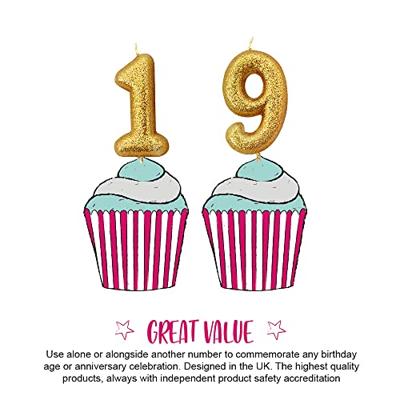 Nummerkaars &apos;9&apos; Glittergoud