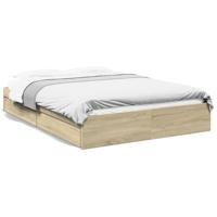 Bedframe met lades bewerkt hout sonoma eikenkleurig 150x200 cm - thumbnail