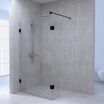 BRAUER Create Inloopdouche - 90x200cm - profielloos - 30cm - draaibare zijwand - antikalk - 8mm veiligheidsglas - antraciet mat 4JC3-90/30A