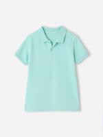 Poloshirt met korte mouwen voor jongens met borduurwerk op de borst turquoiseblauw - thumbnail
