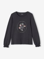 Misjesshirt met decoratieve bloemenprint in reliëf antraciet - thumbnail