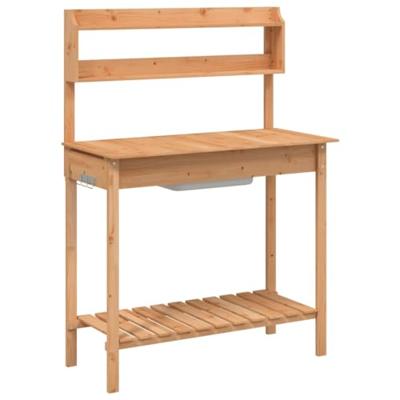 VidaXL Oppottafel met spoelbak 147,5x44x139,5 cm vurenhout bruin