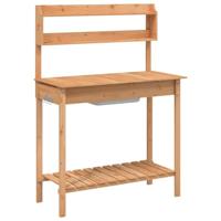 VidaXL Oppottafel met spoelbak 147,5x44x139,5 cm vurenhout bruin - thumbnail