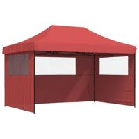 Partytent inklapbaar pop-up met 3 zijwanden bordeauxrood - thumbnail