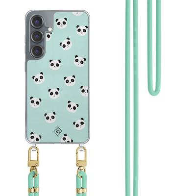 Samsung Galaxy S25 hoesje met mint koord - Panda print