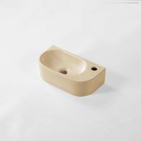 QeramiQ Pure Fontein - 40x22x12cm - Rechts - Glad - halfrond - 1 kraangat - Keramiek - Beige mat 8718LB - thumbnail