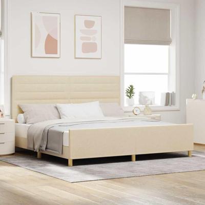 Bedframe met hoofdeinde Crème 200 x 200 cm Stof