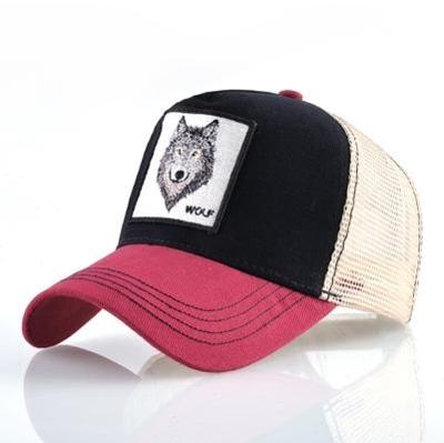 Katoenen geborduurde dierlijke Baseballcap (Red2 Wolf)