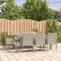 9-delige Tuinset met kussens poly rattan grijs - thumbnail