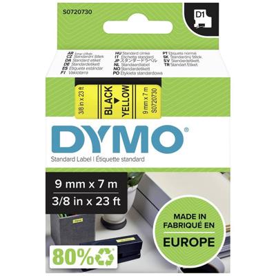 Labeltape Dymo LabelManager D1 polyester 9mm zwart op geel Labeltape Dymo LabelManager D1 polyester 9mm zwart op geel