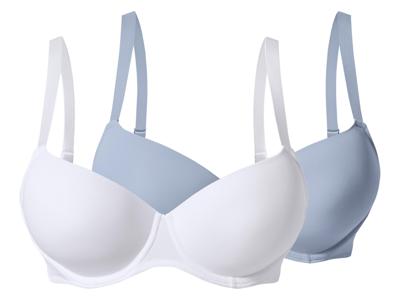esmara Set van 2 dames beugel-bh's (Blauw/wit, 95D)