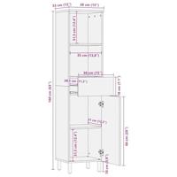 Badkamerkast 38x33x160 cm massief mango bruin - thumbnail
