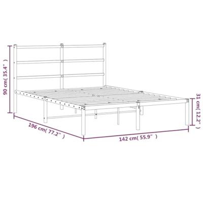 Bedframe met hoofdbord metaal wit 135x190 cm Bedframe met hoofdbord metaal wit 135x190 cm