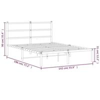 Bedframe met hoofdbord metaal wit 135x190 cm - thumbnail