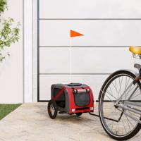 Hondenfietstrailer oxford stof en ijzer rood en grijs - thumbnail