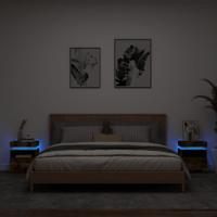 Nachtkastjes met LED 2 st 40x39x48,5 cm gerookt eikenkleurig - thumbnail