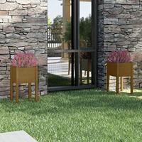 VidaXL Plantenbakken 2 st 40x40x70 cm massief grenenhout honingbruin - thumbnail