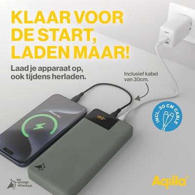 Aqiila Powerbird B20M Powerbank 20000 mAh LiPo USB-A, USB-C Mosgroen Aqiila Powerbird B20M Powerbank 20000 mAh LiPo USB-A, USB-C Mosgroen