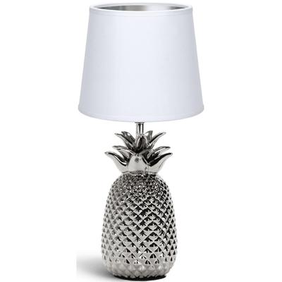 LED Tafellamp Keramiek - Mat Wit/Zilver - E14 Fitting - Maximaal 40W