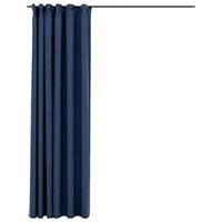 VidaXL Gordijn linnen-look verduisterend met haken 290x245 cm blauw - thumbnail