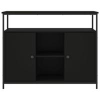 Dressoir 100x35x80 cm bewerkt hout zwart - thumbnail