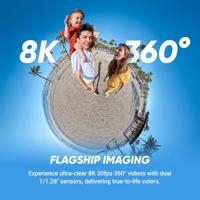 Insta360 X5 360°-actioncam 8K, Touchscreen, WiFi, Waterdicht, Time-lapse, Webcam - thumbnail