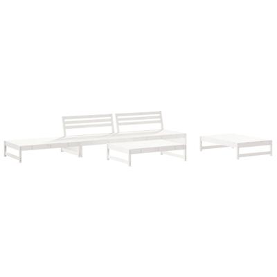 6-delige Loungeset met kussens massief hout wit