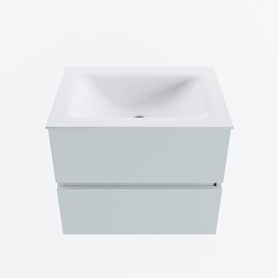 MONDIAZ VICA 60cm badmeubel onderkast Clay 2 lades. Wastafel CLOUD midden 1 kraangat, kleur Talc.