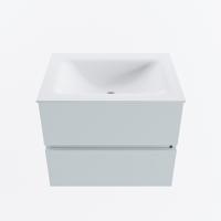 MONDIAZ VICA 60cm badmeubel onderkast Clay 2 lades. Wastafel CLOUD midden 1 kraangat, kleur Talc. - thumbnail