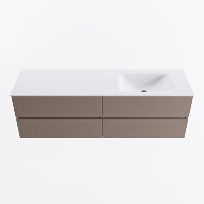 MONDIAZ VICA 160cm badmeubel onderkast Smoke 4 lades. Wastafel CLOUD rechts zonder kraangat, kleur Talc.
