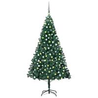 VidaXL Kunstkerstboom met verlichting en kerstballen 210 cm pvc groen - thumbnail